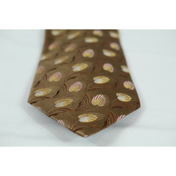 Ermenegildo Zegna Mens Tie 100% Silk Floral Multi Color‎ Brown Pink Yellow - Picture 1 of 5